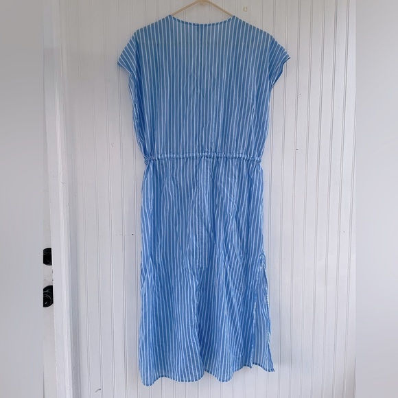 J.Crew Factory Women's Blue White Cover-up Midi Dress with Rope Tie Size Small - Picture 3 of 10